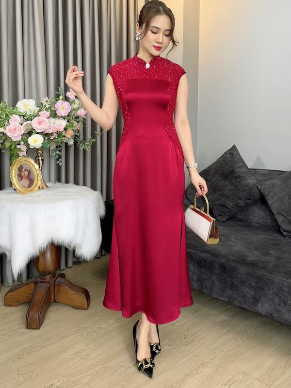 Đầm Trung Niên Linh Trà (LT2877 )Trẻ Trung Thiết Kế Trang Nhã Thanh Lịch Bigsize Đi Làm Đi Tiệc Cho Bà Cho Mẹ 3