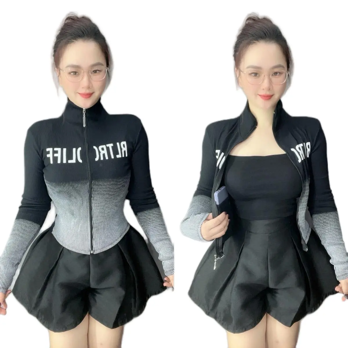 (Loang TÚI) ÁO KHOÁC LOANG TÚI Mã LT-222 , CỔ TRỤ, CÓ TÚI TRONG Nữ Women