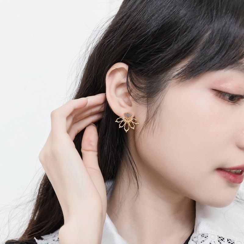 Product Introduction of Hoa Tai Thủ Công Thời Trang Mới, Bạc Sterling, Hoa Tai Đá Quý Tự Nhiên, Dành Cho Phụ Nữ, Thiết Kế Đặc Biệt 2
