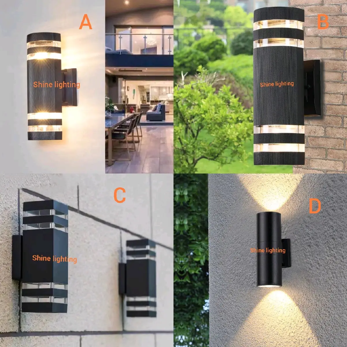 Lampu dinding minimalis indoor outdoor waterproof teras cafe restoran E27 hitam