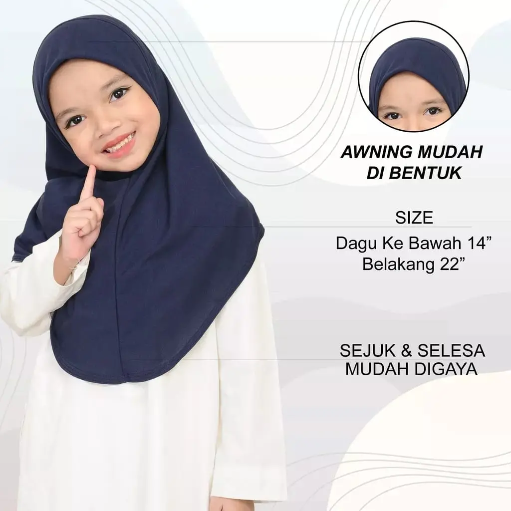 Tudung Cotton Preimium Sarung Kids/Budak Aironless - Hijab Dusty Pink