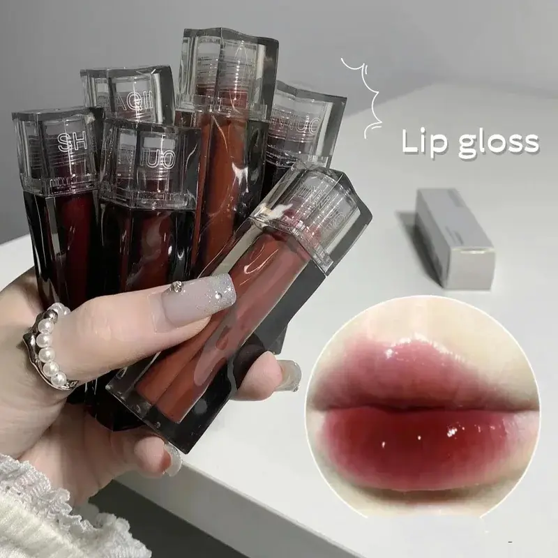 Son Bóng, Không Thấm Nước, 6 Màu Có Sẵn, Son Kem Thạch Tráng Gương, Ánh Sáng Nước, Lâu Trôi, Dưỡng Ẩm, Màu Đỏ Bóng, Mỹ Phẩm Trang Điểm Môi Nữ Cosmetic Women Son Môi