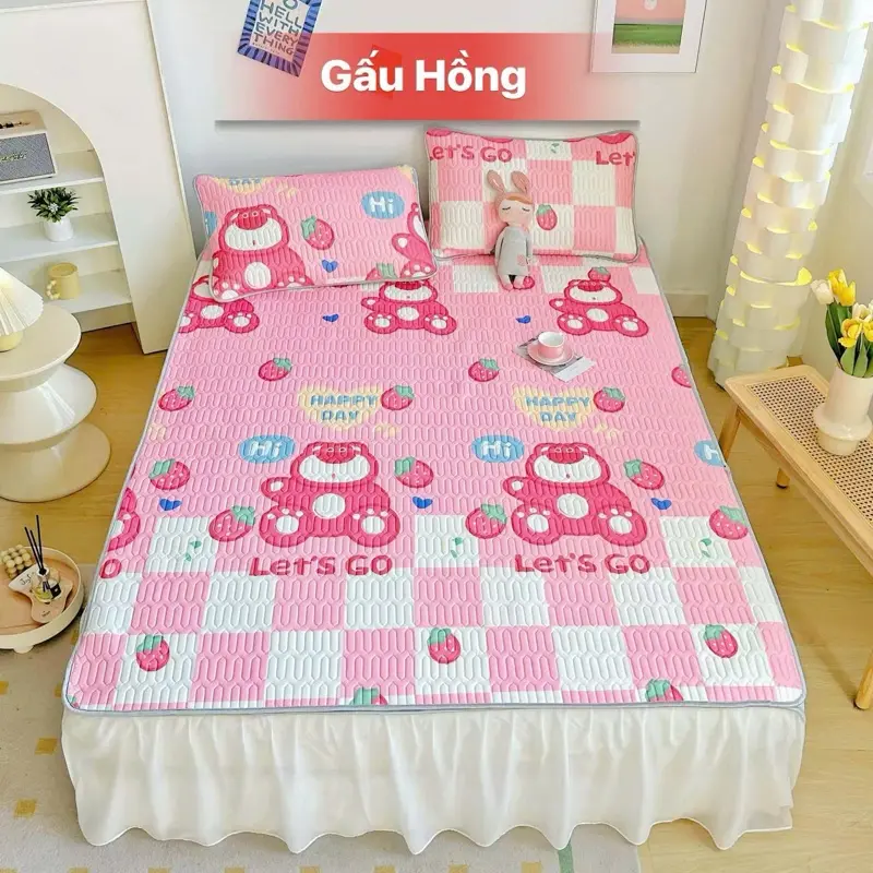 [ tặng kèm 2 vỏ gối] chiếu điều hòa Trần bông họa tiết siêu xinh 7