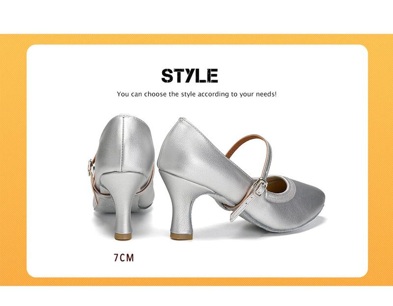Product Introduction of Modern Dance Shoes for Women/Girls/Ladies Ballroom Latin Tango&Salsa Medium Heels Dancing Shoes Training Sandal Closed Toe Heels 14