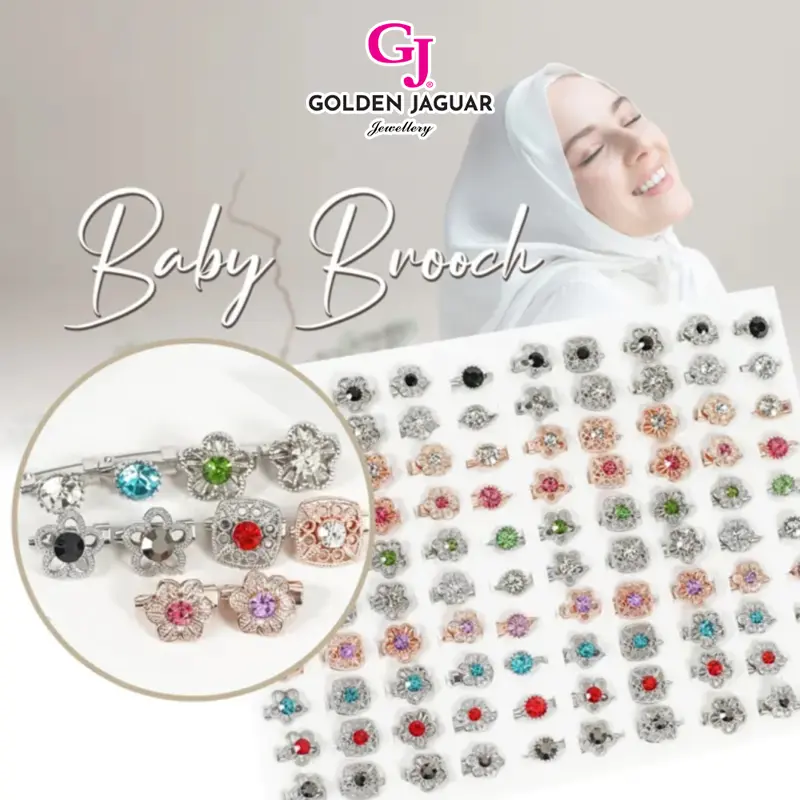 [50 Pcs/50 Biji ] GJ Jewellery Kerongsang BATU/Diamond/ High Quality Baby Brooch Shining Rhinestone (Random Design) Gold Bayi