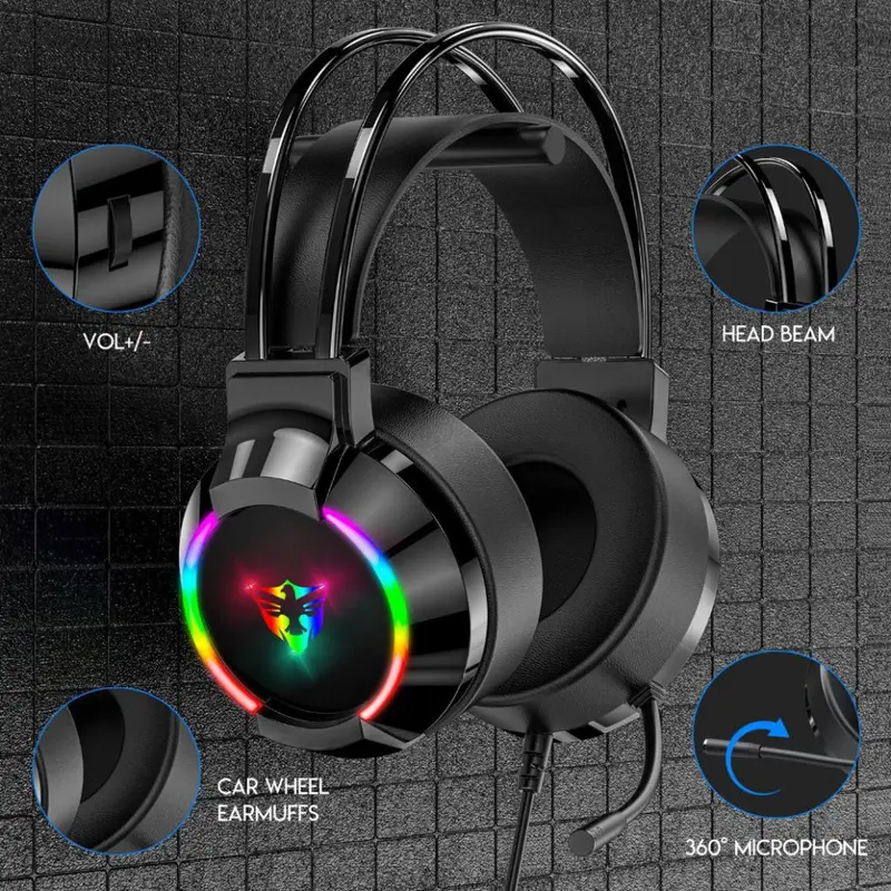 Tai Nghe Gaming Chụp Tai G606/ G608, Tai Nghe Máy Tính Có Mic, Jack Cắm USB, Âm Thanh 7.1 Led 2