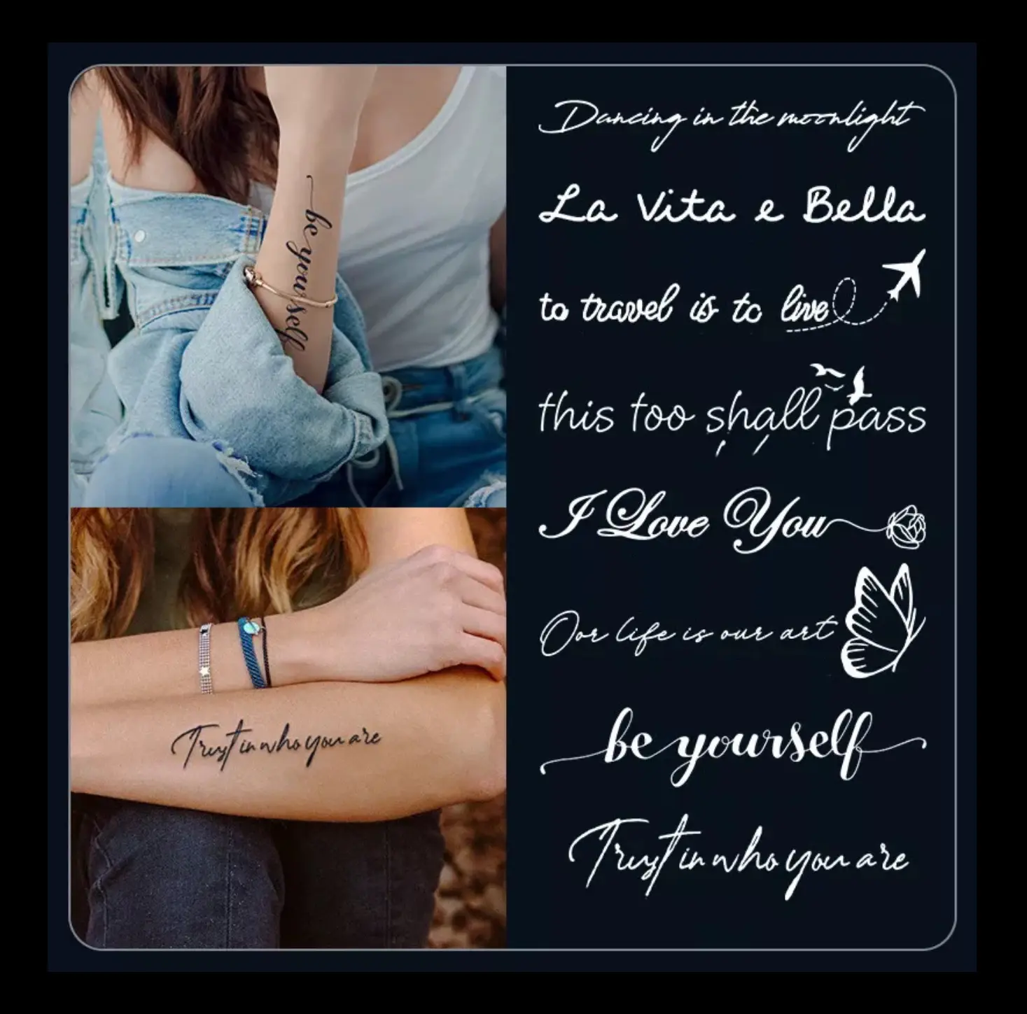 Q206-TATTOO 15 DAYS แทททู 15 วัน รอยสักชั่วคราว ลายข้อความ อักษรเท่ๆ สไตล์เกาหลี ติดแล้วลายจะค่อยๆขึ้น ใช้เวลาประมาณ 24-48 ชั่วโมง