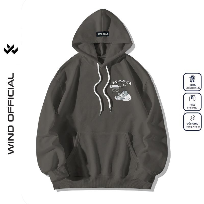 Product Introduction of Áo hoodie unisex form rộng WIND Cat Sleep hoodie nút bấm thời trang nam nữ nỉ bông oversize Women Top 11