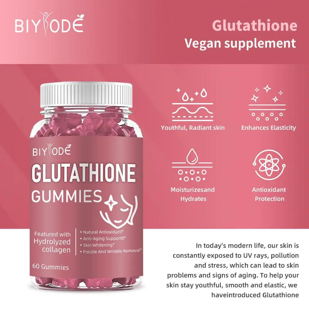 biyode glutathione gummies fda approved 24h-BIYODE Glutathione Collagen Gummies Whitening Glow Anti-Aging Gummies Vitamin Beauty Gummies 60p