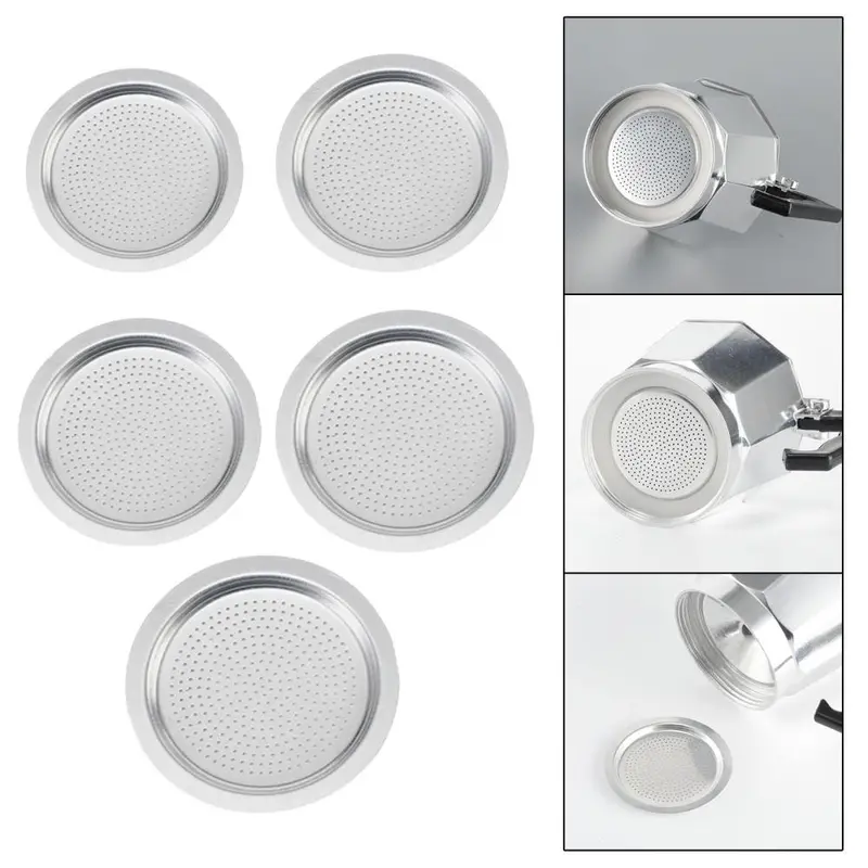 Bộ lọc máy pha cà phê Espresso, nồi Moka bằng nhôm, bộ lọc phễu, màn hình lọc mịn, bộ lọc máy pha cà phê thay thế, bền 2