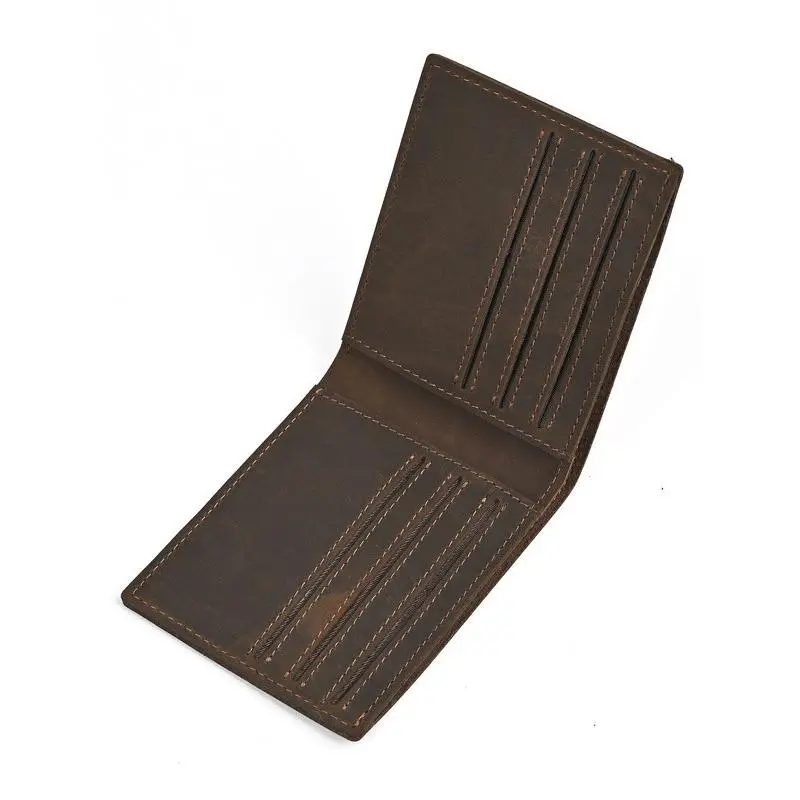 Vintage Crazy Horse Leather Wallet Simple Versatile Genuine Leather Men's Wallet Retro Trendy Horizontal Vertical Wallet