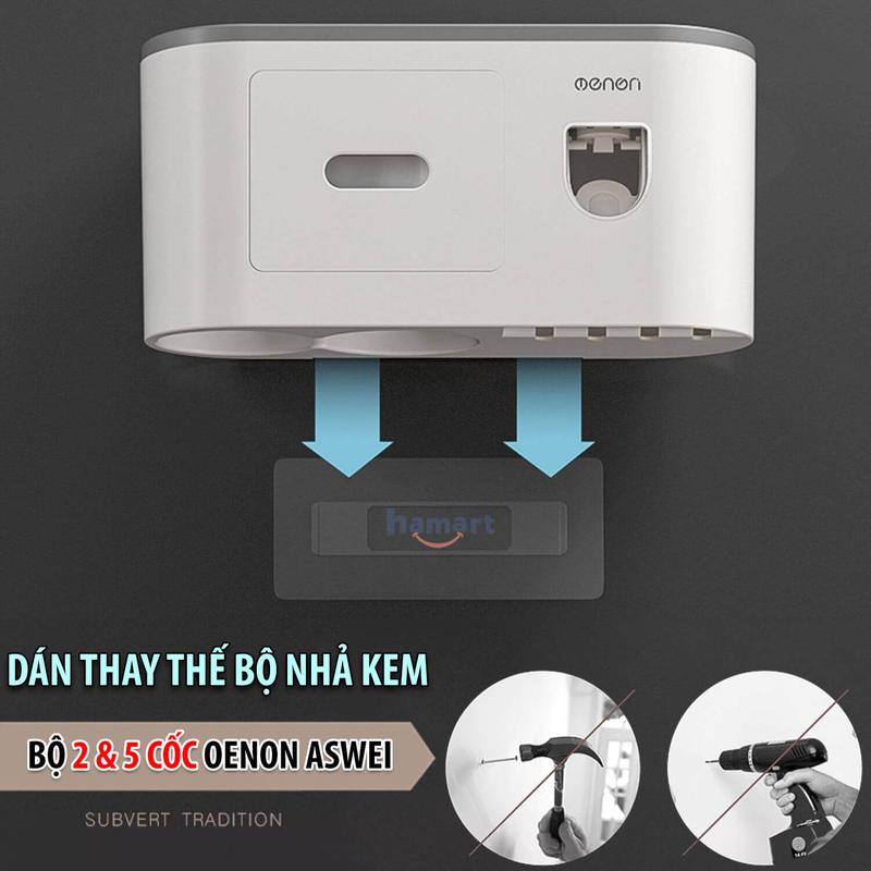 Miếng Dán Thay Thế Bộ Kệ Nhả Kem 2 & 5 Cốc Đựng Bàn Chải Đánh Răng Treo Tường Nhà Tắm Ecoco Oenon