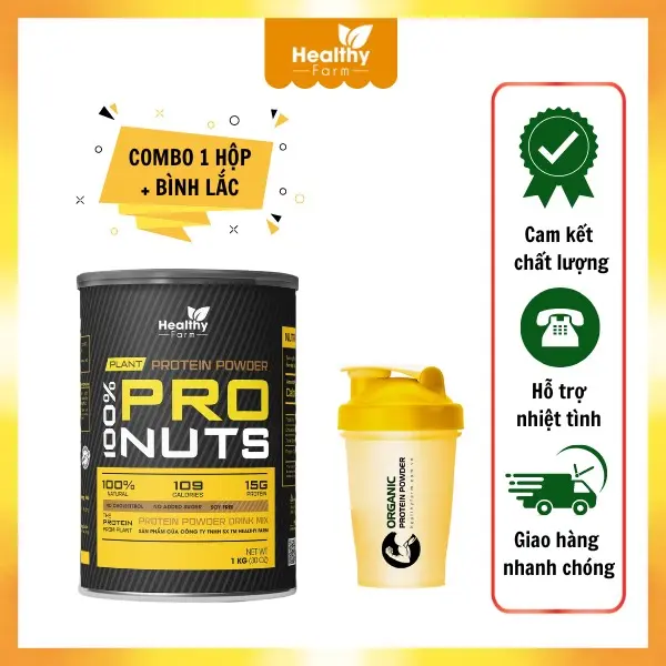 Bột Protein thực vật PRONUTS tăng cơ 1 kg + 1 bình lắc
