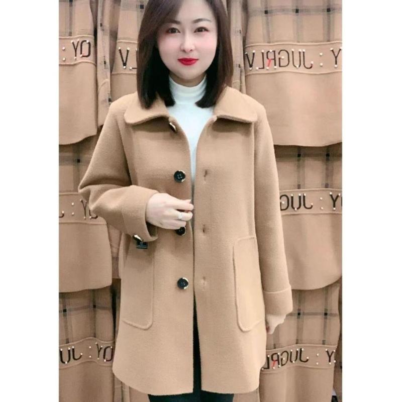 Áo Khoác Len, Cao Cấp, Dành Cho Phụ Nữ Trung Người Già Và Cao Tuổi, Phong Cách Phương Tây Phong Cách Hàn Quốc, Dáng Rộng Rãi Và Ấm Áp, Thích Hợp Cho Mùa Thu Và Mùa Đông, Trang Phục Của Mẹ Top Women 3