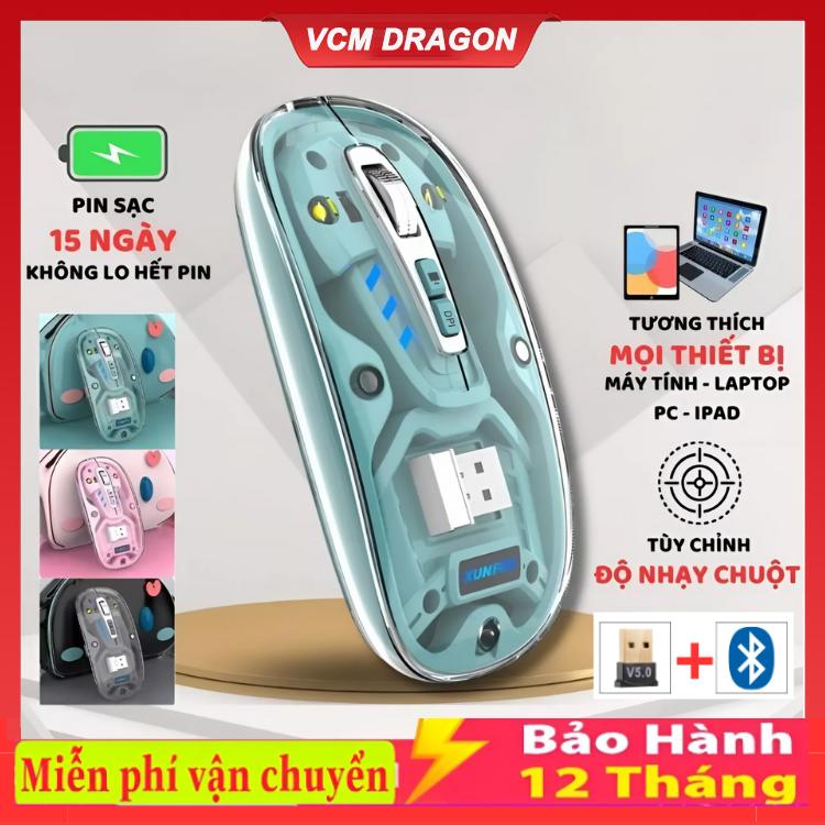 Chuột Bluetooth Không Dây A2 Trong Suốt Pro Pin Sạc Nút im Lặng Cho Pc , Laptop , Ipad
