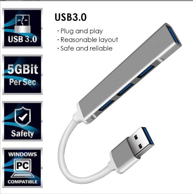 Hub Type C, Hub USB, Chia Cổng USB 4 Cổng 3.0 Cho Laptop Máy Tính