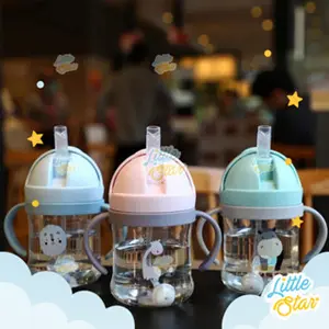 Botol Minum Bayi Balita Training Cup Gagang PP Food Grade Motif Karakter 250ml BPA Free