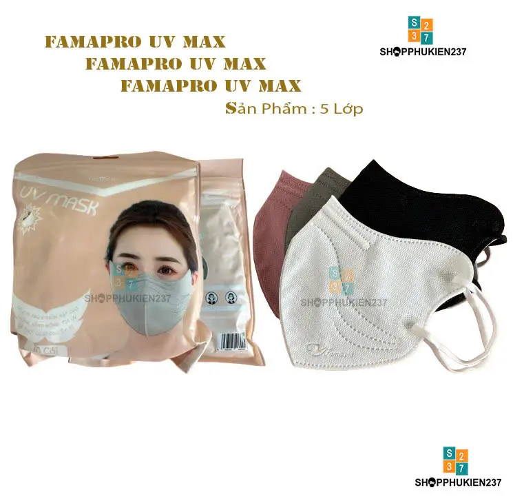 [Set 50 Cái] Khẩu Trang Famapro UV MAX Che Chắn Cực Tốt Dành cho người lớn Phụ Kiện Che Mặt