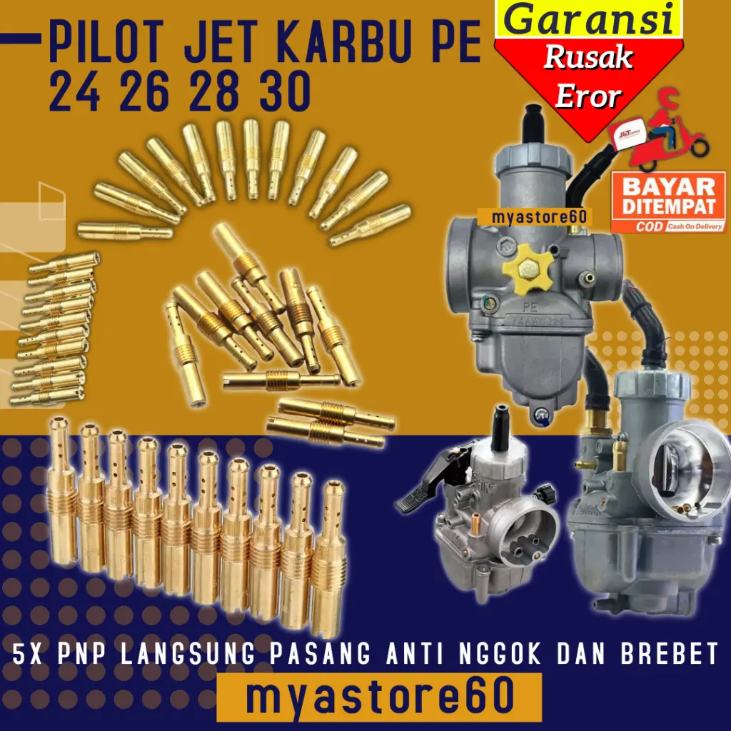 Pilot Jet Pilotjet PJ Spuyer Karbu Karburator Carburator PE NSR 24 26 28 30 Ukuran Size 20 22 25 28 30 32 35 38 40 42 45 48 50 52 55 58 60 Anti Brebet Nggok