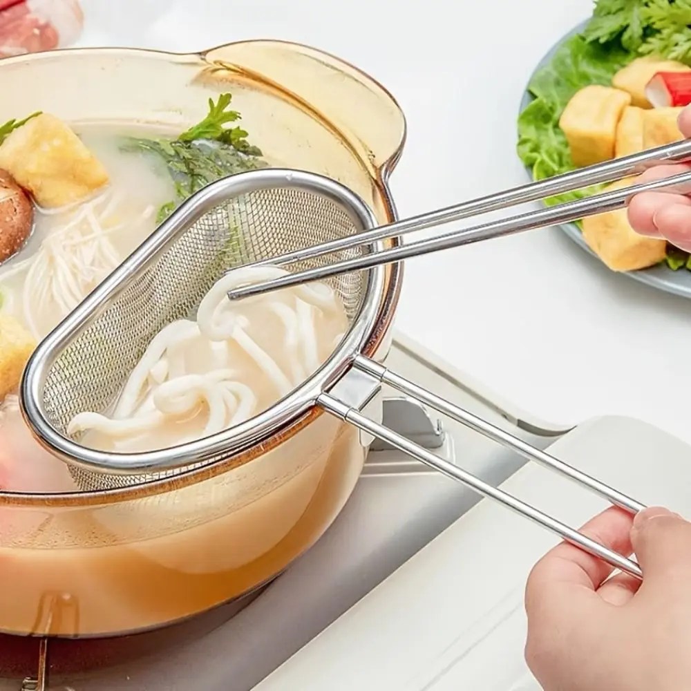 Stainless Steel Hot Pot Colander Kitchen Accessories Hanging Oval Leak Spoon Fine Mesh Filter Mesh for Household Small Hot Pot