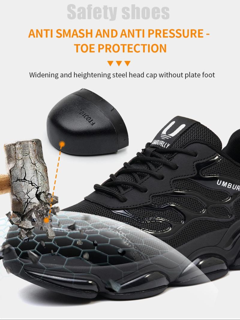 Product Introduction of Men's Fashionable Lace Up Low Top Safety Shoes, Casual Comfortable Breathable Anti-smash and Anti-puncture Shoes for Work, Fashionable Shoes for Daily Wear, Shoes for Men 4