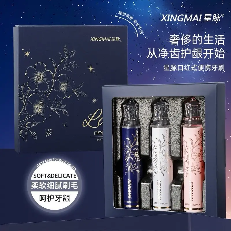 Set 3 Bàn Chải Đánh Răng Gấp Gọn Hoạ Tiết Hoa Bàn Chải Lông Mềm Gấp Gọn Mang Đi Du Lịch 0