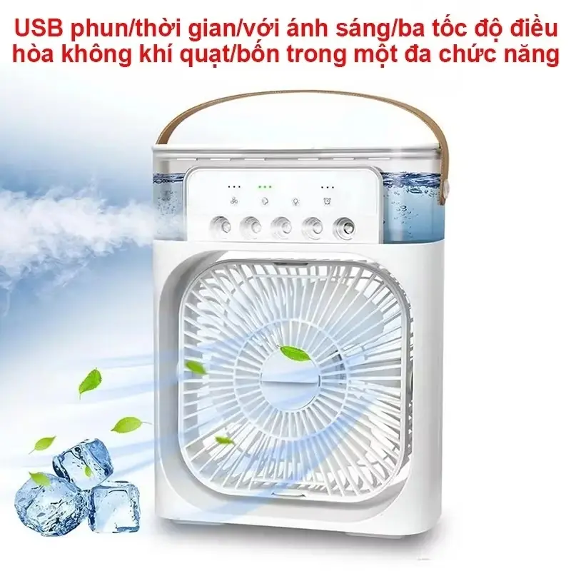 【 Đại khuyến mãi】Quạt phun sương mini, quạt điều hòa hơi nước có khay chứa đá nhỏ gọn để bàn làm mát 0