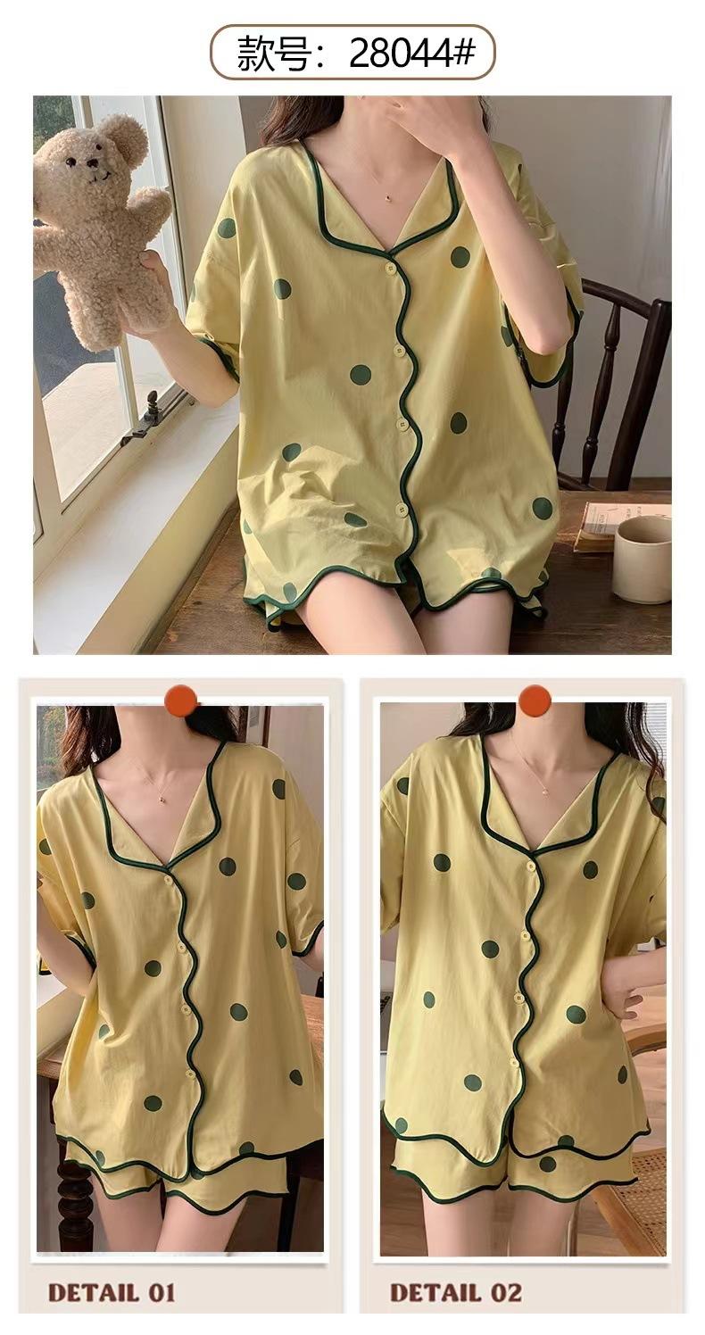 Product Introduction of 2024 New Pajamas Women's Summer Sweet Cute Student Cardigan Homewear Ladies Two-Piece Set 11