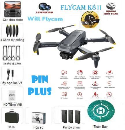 [Nâng cấp Pin] Flycam K811 Max GPS (2025) - Có GPS, 2 Camera, cảm biến va chạm, động cơ không chổi than