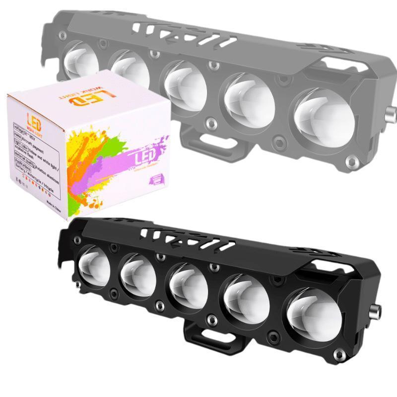  Đèn LED Trợ Sáng 5 Mắt Bi Cầu 3 Chế độ Pha Trắng - Cos Vàng Siêu Sáng Dùng Chung điện áp 12 24v Cho ô Tô -xe Tải -xe Máy Đèn Pha Phụ Tùng 