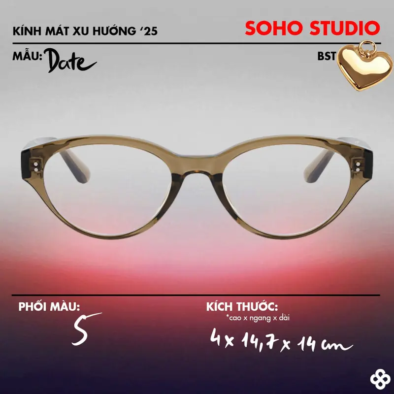Gọng kính DATE Soho Studio gọng mắt mèo thanh mảnh sang xịn mịn Mắt Kính chống tia UV 6