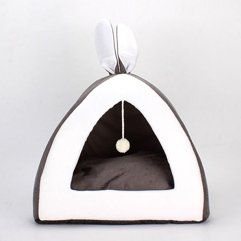 Product Introduction of Removable cat bed self-insulation, suitable for indoor cat collapsible dog house, puppy cage recliner with mattress gray 10