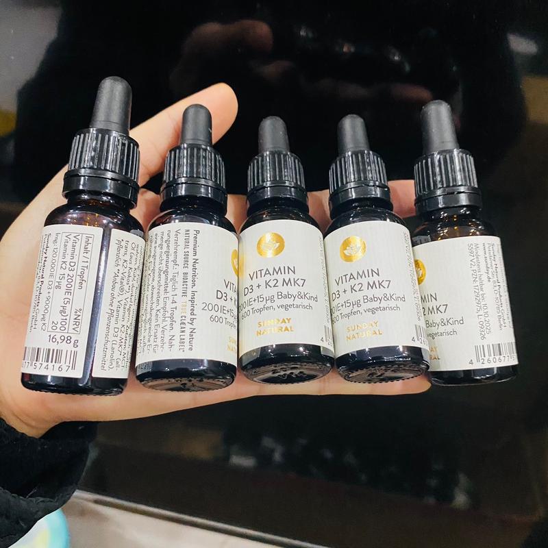 Siro vitamin D3 + K2 MK7 Đức sunday nature 600 giọt cho bé