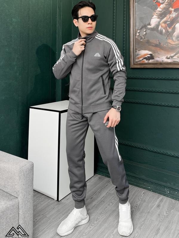 Bộ Quần áo Thể thao Nam Sport Dài Tay Khóa Kéo vải Nỉ Lót LÔNG NHUNG Dày dặn, Không Phai Xù Phù hợp thời tiết lạnh sâu