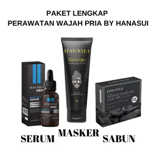 NEW ! HANASUI PAKET PERAWATAN WAJAH & KULIT PRIA | HANASUI NATURGO TUBE MASKER + HANASUI SERUM MEN + HANASUI SABUN BAMBOO CHARCOAL