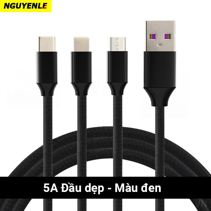 Cáp sạc nhanh 3 đầu đa năng 6A QC 3.0 18W 2024 Phụ Kiện Sạc Điện Thoại Usb 6
