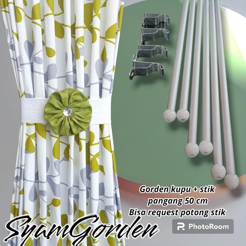 Gorden kupu kupu jendela Minimalis aestetic premium satu paket dengan stik Dekorasi 1