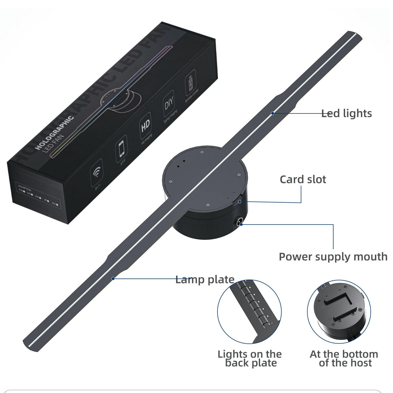 3D Fan 3D Holographic Projector 352 lamps 2000*704 Rsolution Holographic Projector Stores Bars Party Advertising Display Light - Image 2