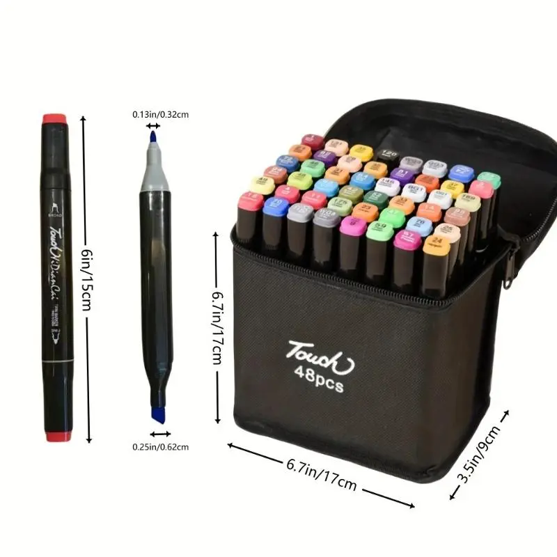 Double-ended Marker Pen Set, 1 Set 80/120 Color Quick Drying Oil-based Color Brush,   School Art Supplies 1