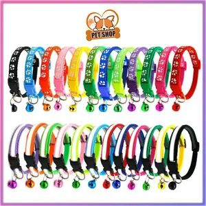 Kalung Kucing Lonceng Hewan Peliharaan Tali Leher Anjing Kecil Lonceng Pet Collar Dog Kitten Adjustable Motif Tapak Kaki Murah Import