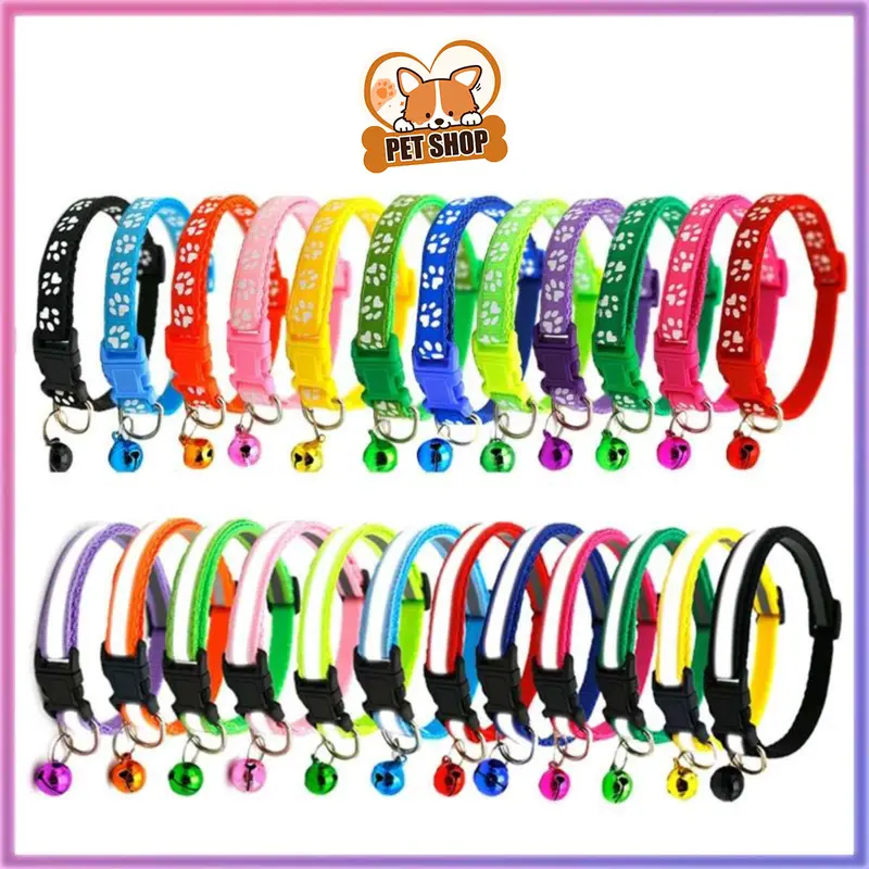 Kalung Kucing Lonceng Hewan Peliharaan Tali Leher Anjing Kecil Lonceng Pet Collar Dog Kitten Adjustable Motif Tapak Kaki Murah Import 0