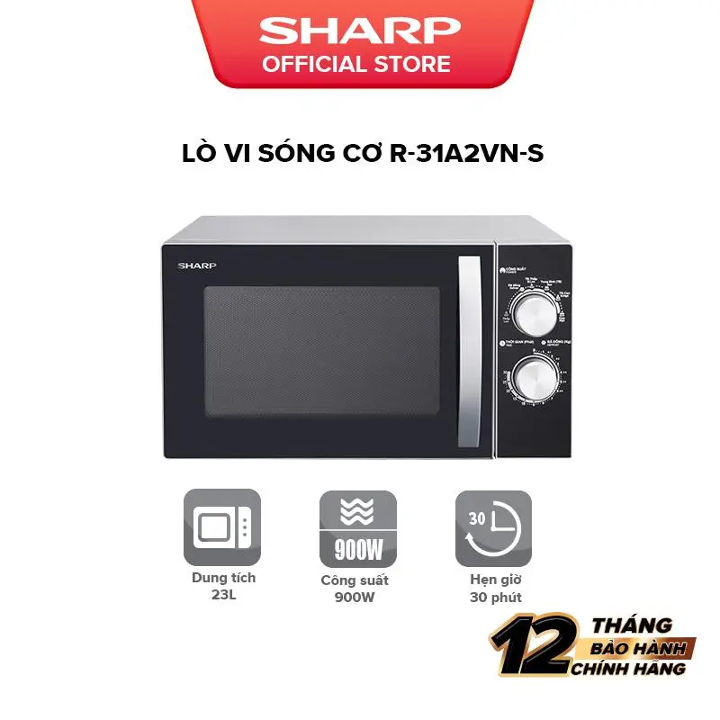 Lò Vi Sóng Cơ Sharp R-31A2VN-S 23L, [ Công Suất 900W, 6 Mức Công Suất,Hẹn Giờ 30'] 1