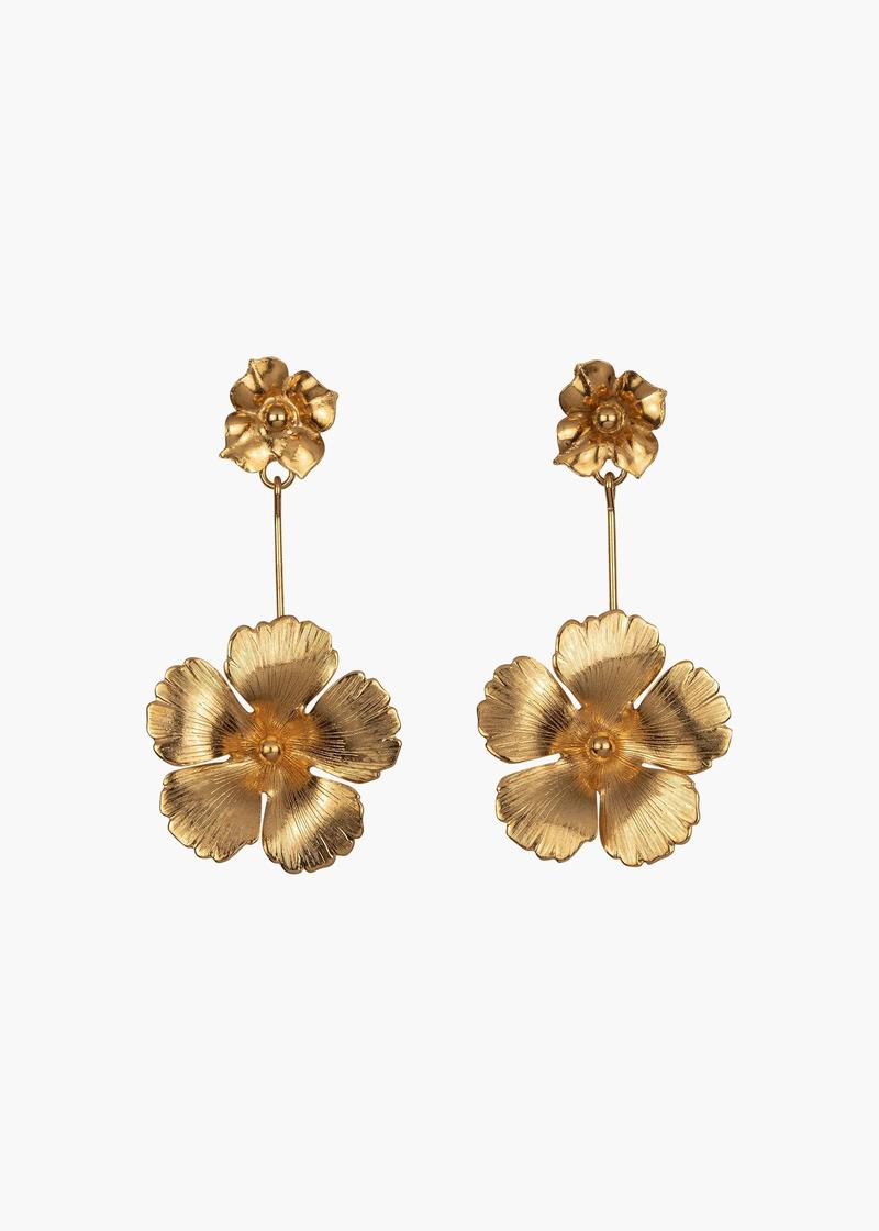 Product Introduction of Women 18K Gold Plated Pendant Earrings Flower Petal Earrings 0