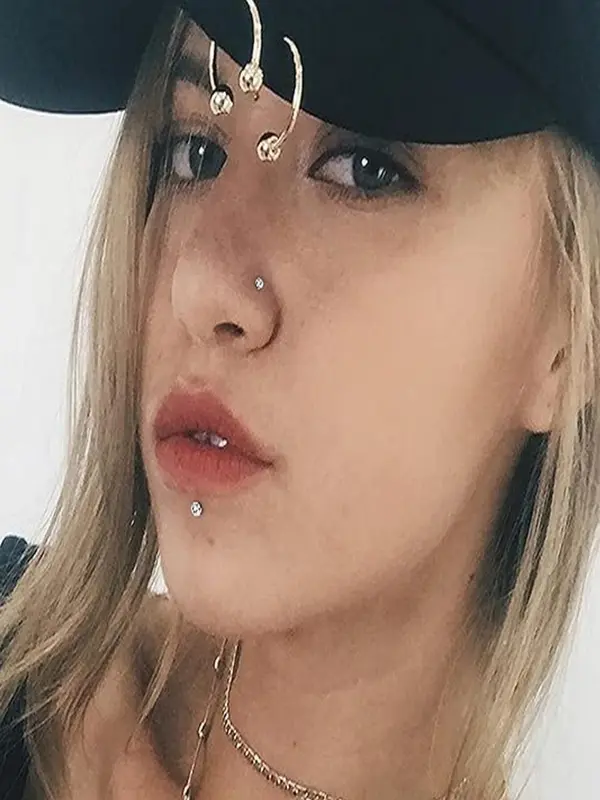 Rhinestone Decor Heart & Star Design Nose Studs, Nose Studs Piercing Jewelry for Women Girls, Nose Stud for Daily Wear, Body Jewelry for Party, Daily Decor 6