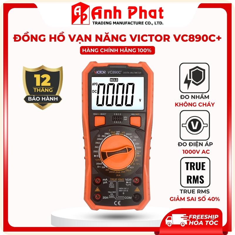 BH 12 Tháng Đồng Hồ Đo Điện VOM VICTOR VC890C+ Đo Điện Áp AC DC 750V 1000V Chống Cháy Đo Nhầm - Anh Phát đồng hồ tiêu thụ multimeter