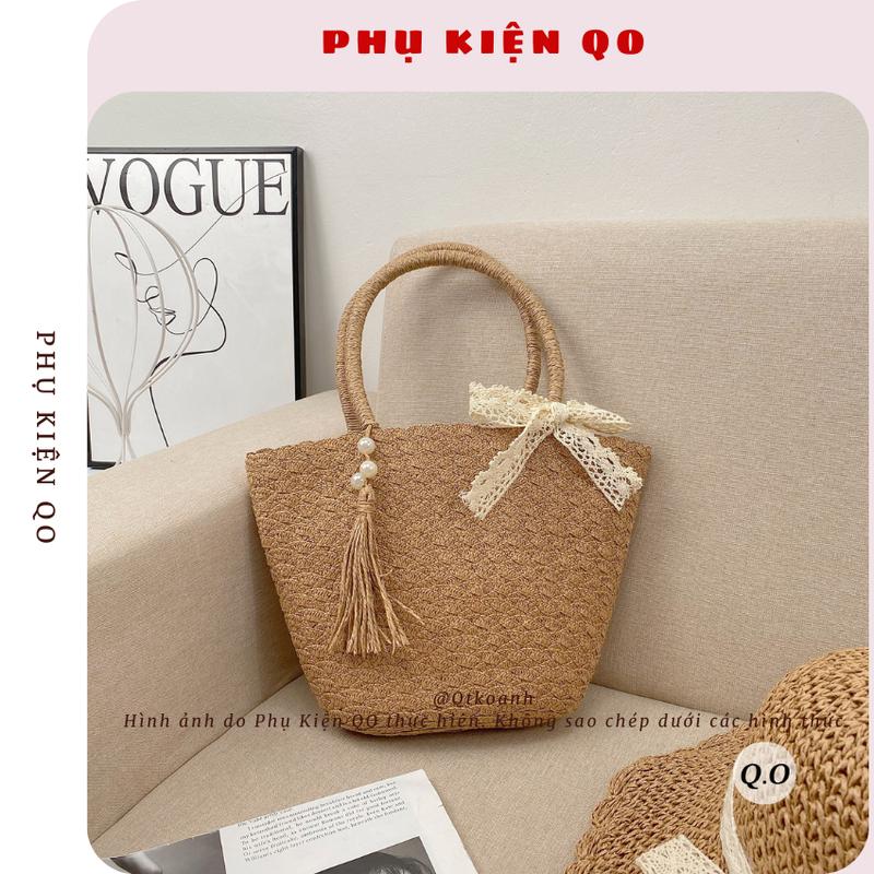 Combo túi mũ cói đi biển ,cói móc mềm T17M09 2