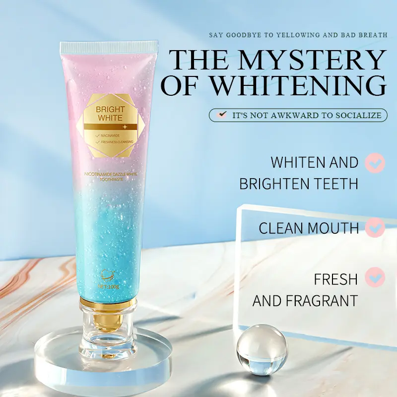100G nicotinamide dazzling white toothpaste, clean teeth, remove tooth stains, tartar, freshen breath and whiten toothpaste