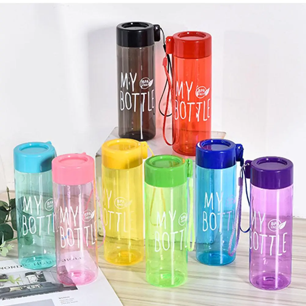 500ml High-capacity Colored Transparent Water Cup Outdoor Sport Portable Plastic Anti Fall Leak Proof Cup