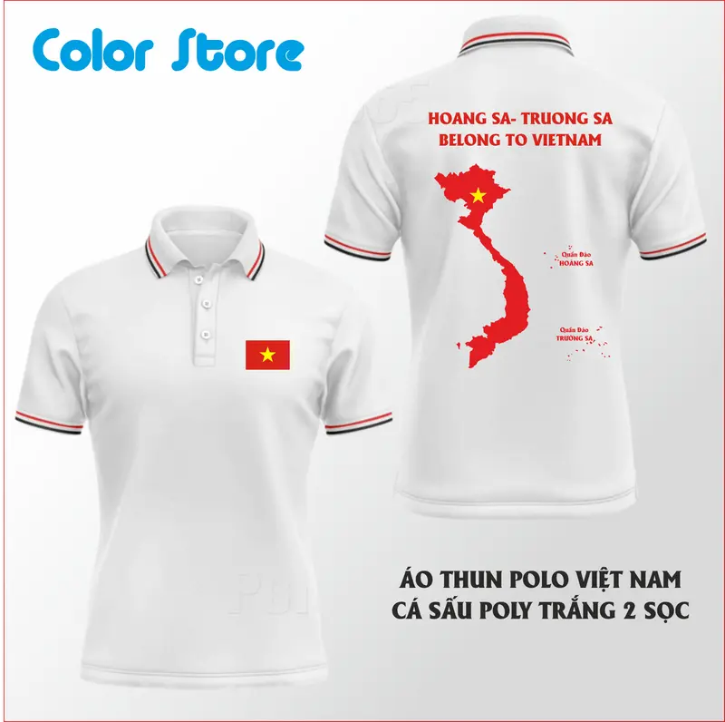 Áo thun Polo VIỆT NAM HOANG SA TRUONG SA BELONG TO VIET NAM  - Áo polo COLOR STORE Có Cổ Ngắn Tay Menswear Nhung Nhung 5