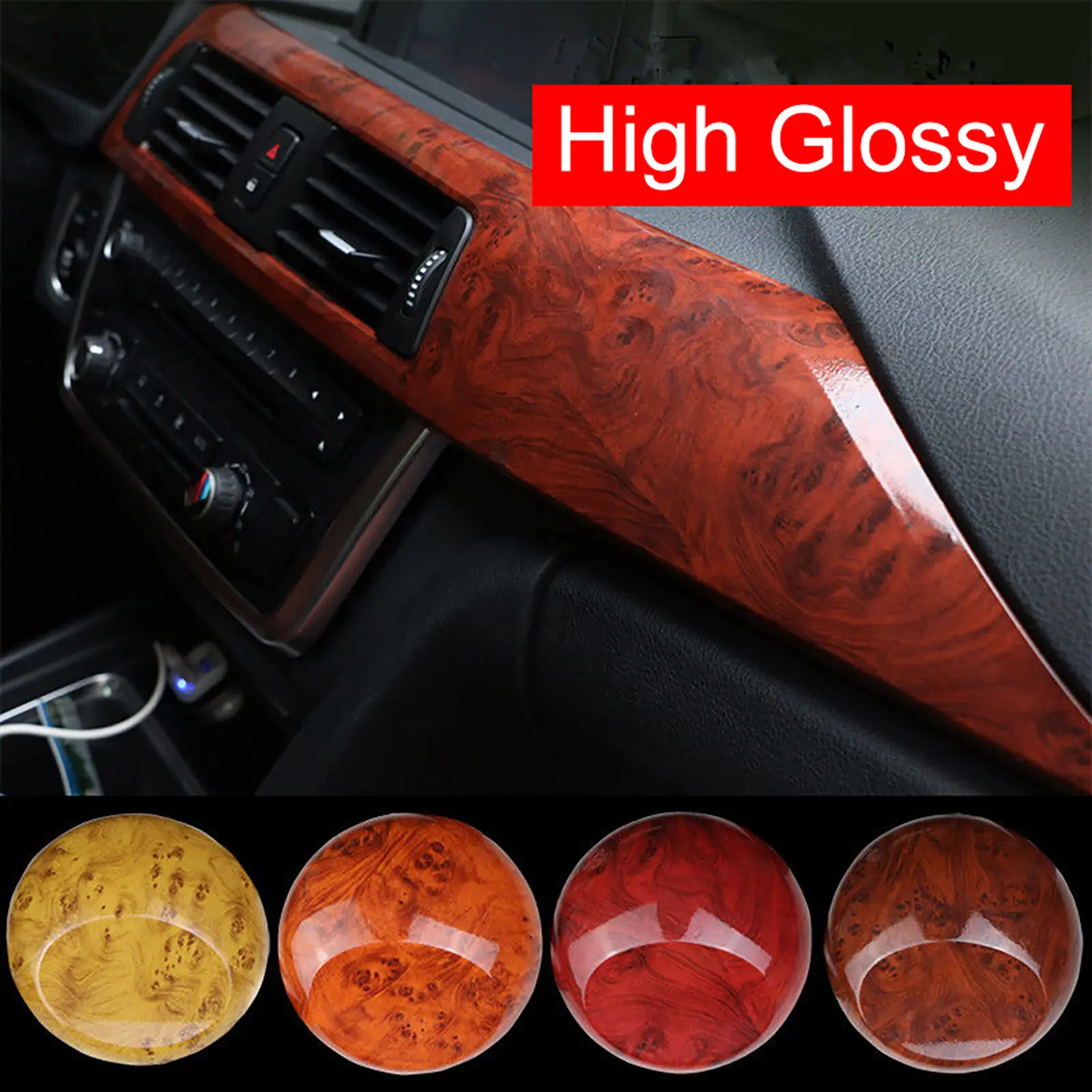 Miếng Dán Xe Hơi 30Cm X 100Cm, Miếng Dán Vân Gỗ, Trang Trí Nội Thất, Vỏ Bọc, Tạo Kiểu Xe Hơi, Phim Thay Đổi Màu Sắc
